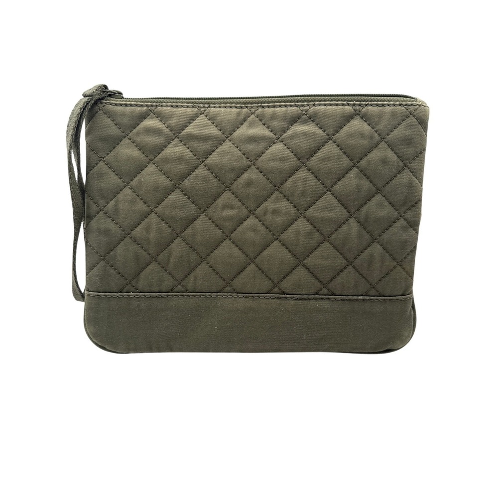 Lands End Olive green quilted clutch - Picture 2 of 8